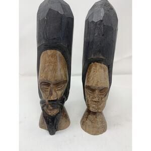 Vintage Jamaican Hand Carved Rastafarian Busts